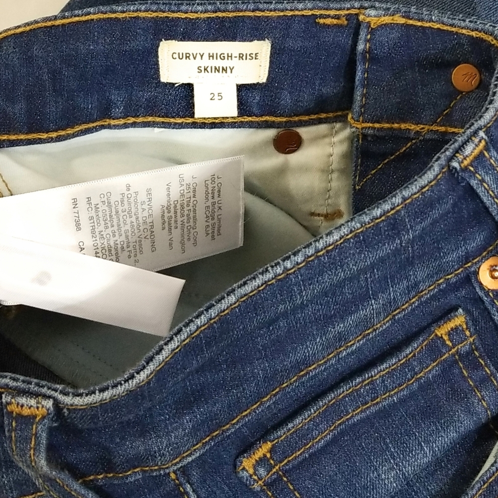 MADEWELL NWT Curvy High Rise Skinny Jeans Dark Wash Size 25 - Picture 4 of 6
